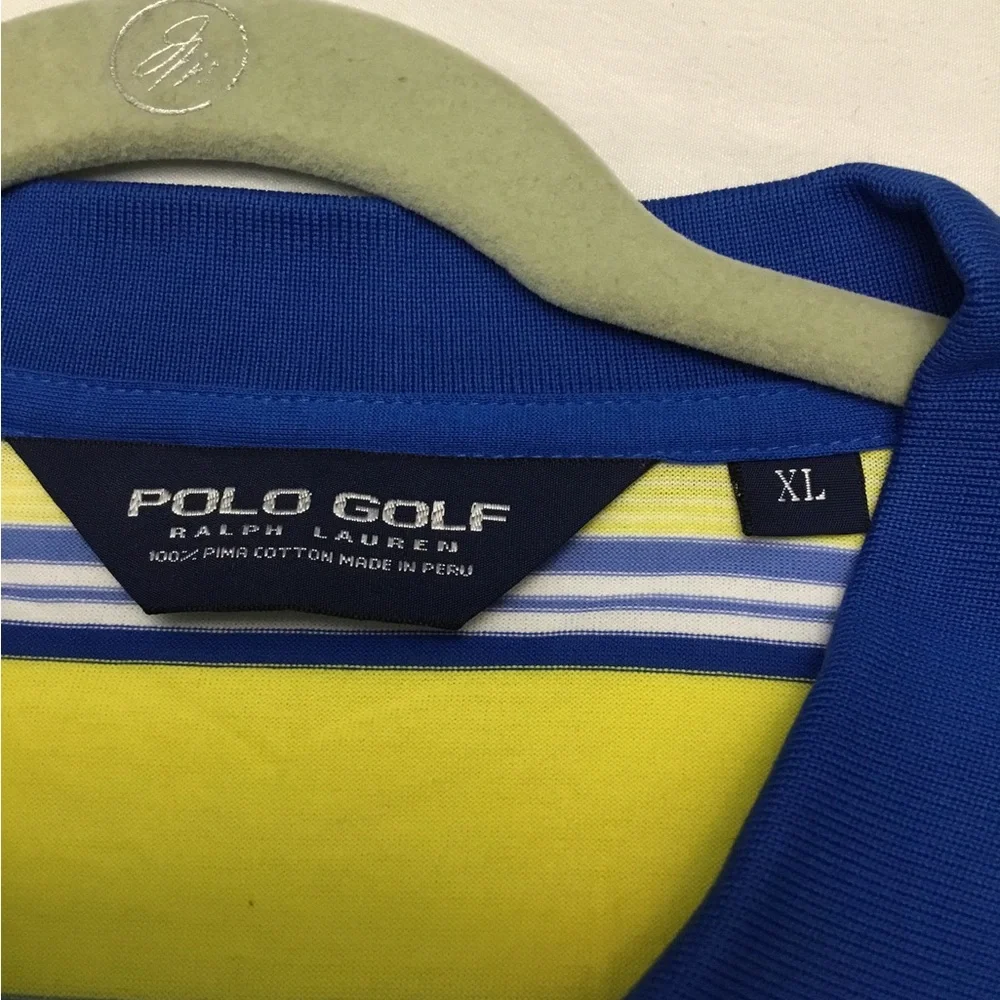 Ralph Lauren Men's Polo in Blue, Yellow, and White Stripes